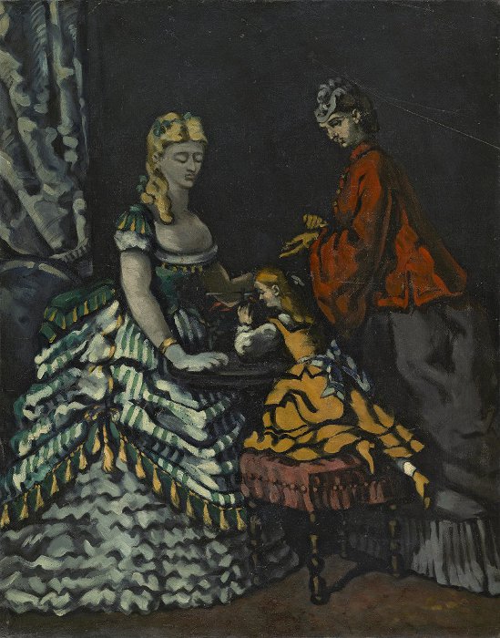 Поль Сезанн - Интерьер с двумя женщинами и девочкой. 1861. Холст-масло