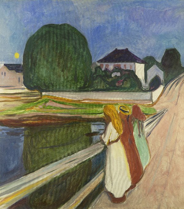 Эдвард Мунк - Белая ночь. Осгардстран. (Девушки на мосту). 1902–1903. Холст-масло
