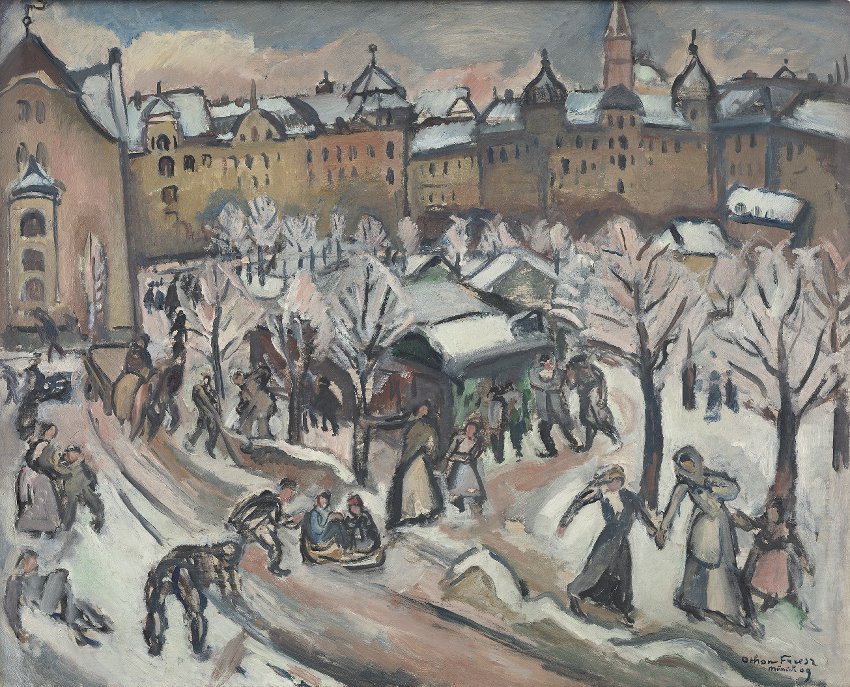 Отон Фриез - Снег в Мюнхене. 1909. Холст-масло